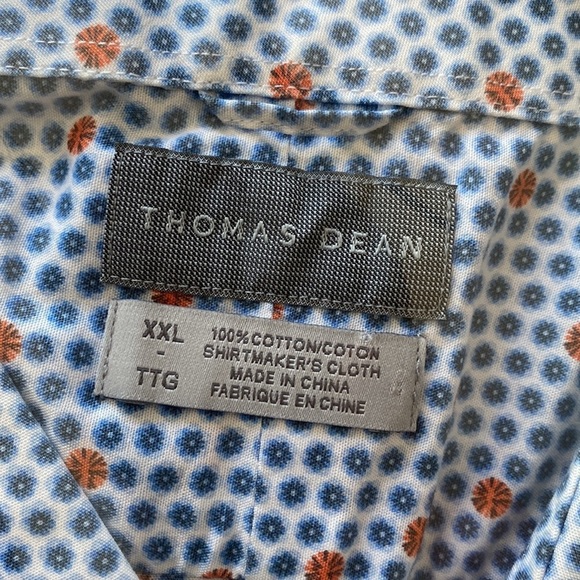 Thomas Dean casual‎ short sleeve button up blue and orange print size XXL - Picture 4 of 6